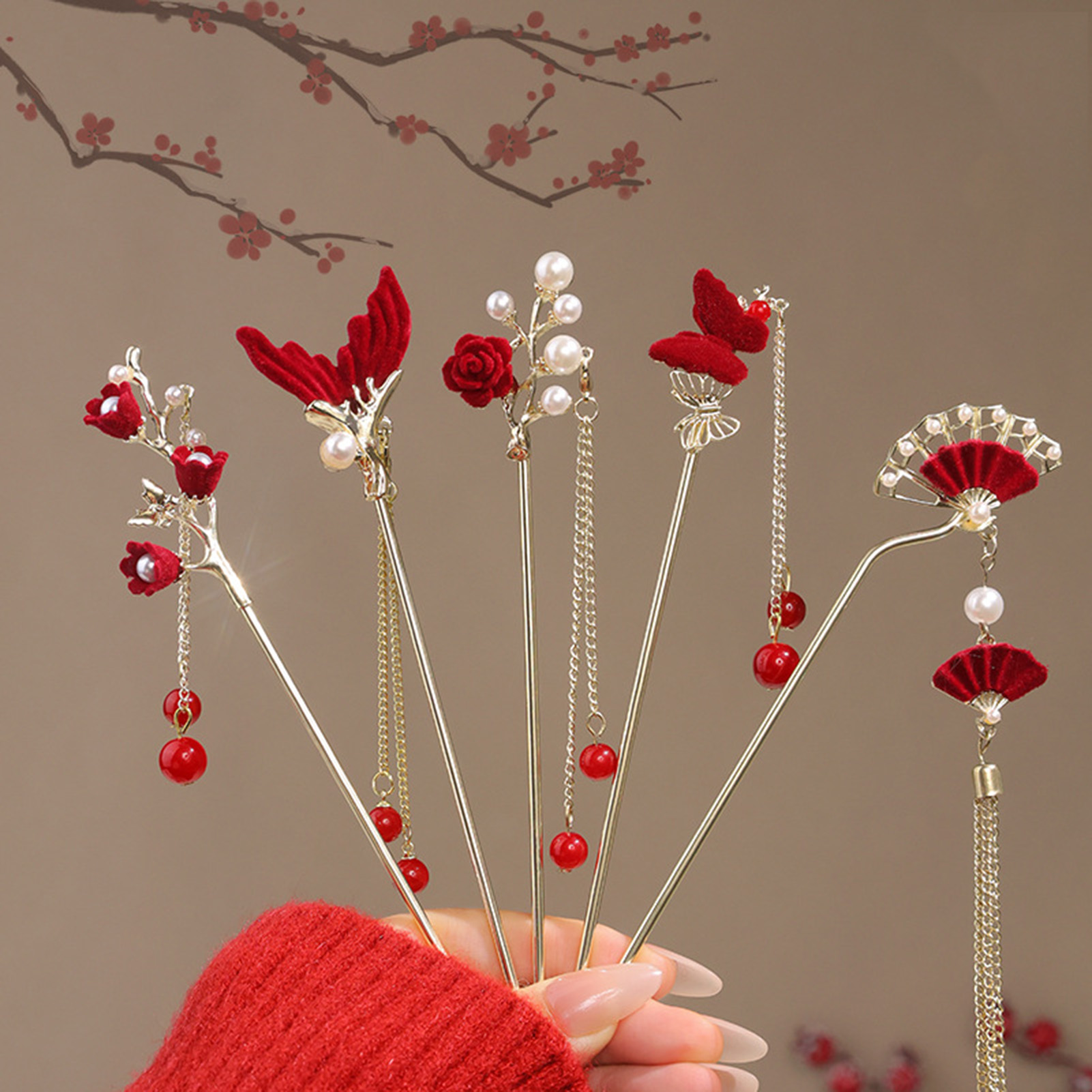 Supply Florist - Chinese Style Rose Flower Hair Stick