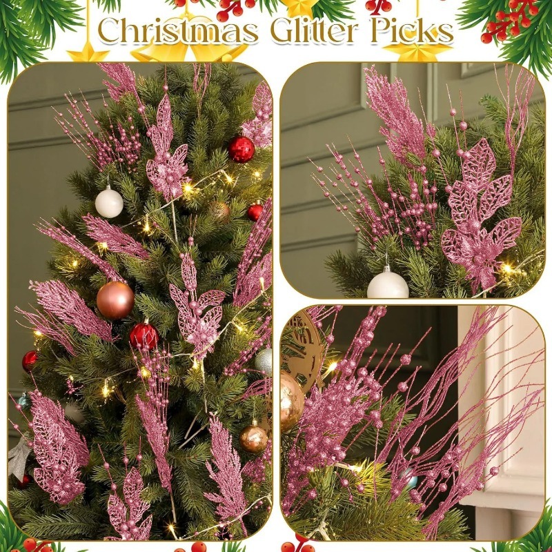 12Pcs Pink Christmas Tree Deco - Florist Supply Bulk ulasan dan harga