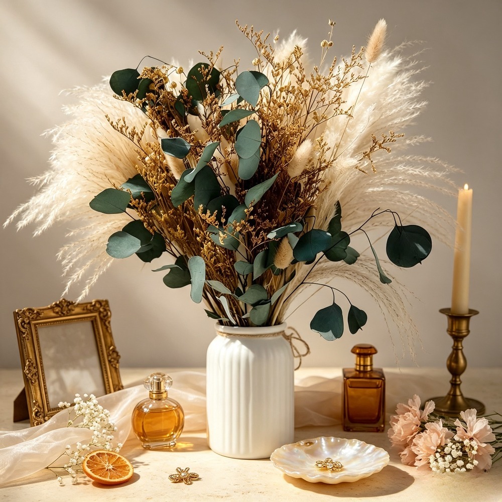 Natural Dried Pampas Grass Bou - Eucalyptus Preserved ulasan dan harga