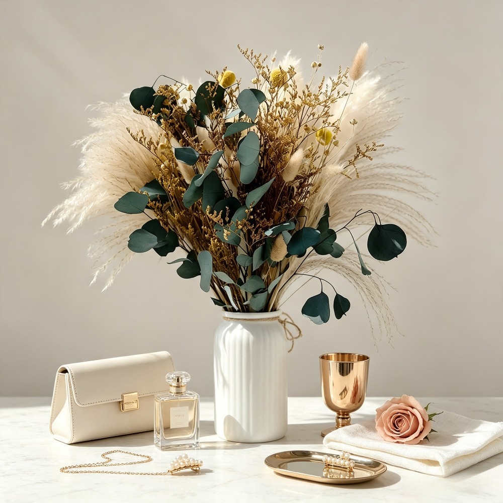 Natural Dried Pampas Grass Bou - Eucalyptus Preserved ulasan dan harga