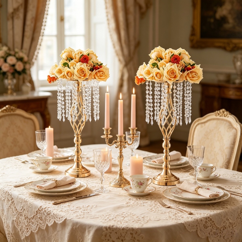 Elegant Tall Gold Crystal Flow - Florist Supply Vases ulasan dan harga
