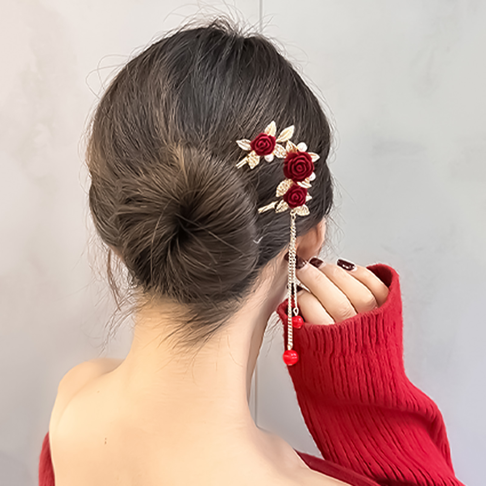 Chinese Style Rose Flower Hair - Supply Florist ulasan dan harga