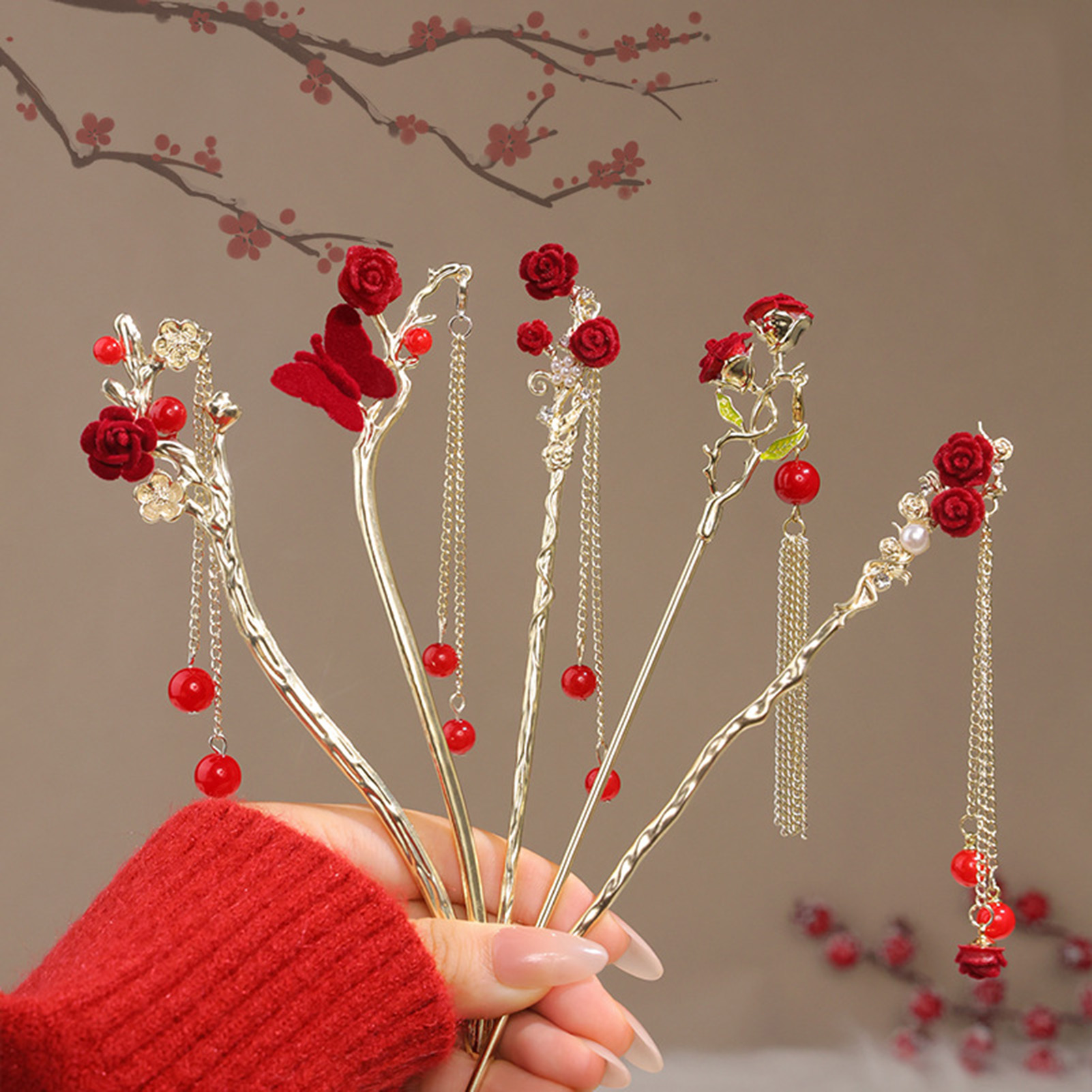 Chinese Style Rose Flower Hair - Supply Florist ulasan dan harga