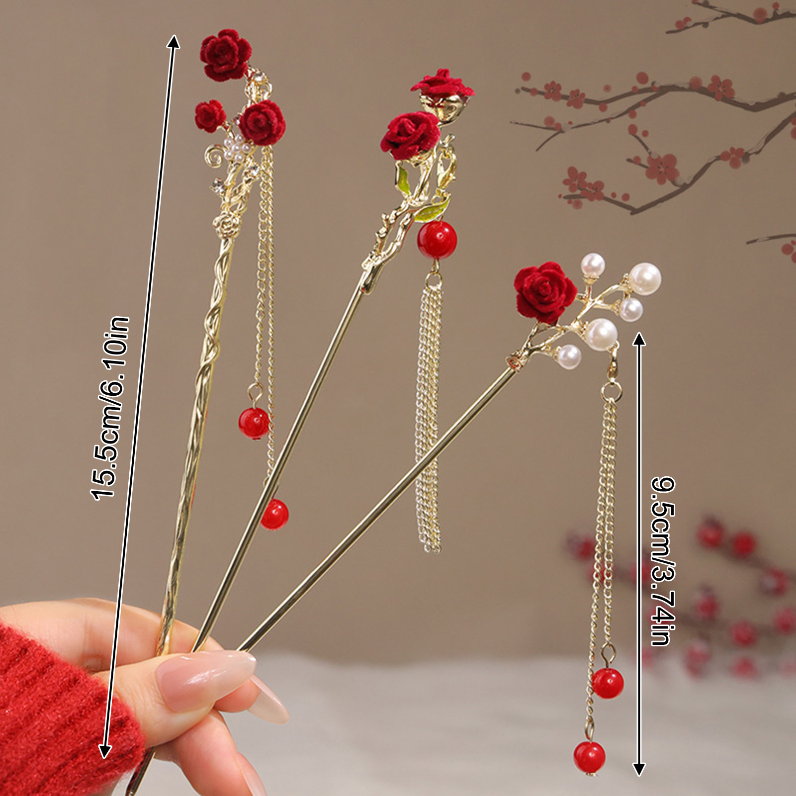 Chinese Style Rose Flower Hair - Supply Florist ulasan dan harga