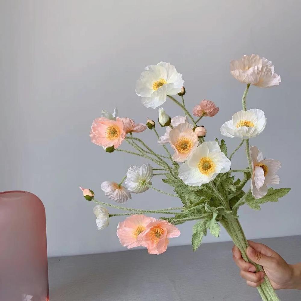 Fake Poppy Silk Flowers Long S - Florist Supply Bulk ulasan dan harga