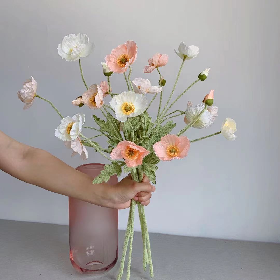 Fake Poppy Silk Flowers Long S - Florist Supply Bulk ulasan dan harga